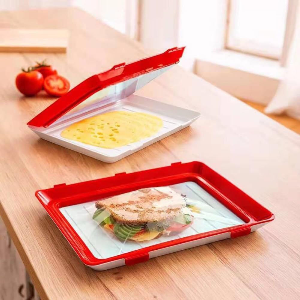 Plateau alimentaire réutilisable Garvee, en plastique Ermetico sans BPA, vert, pour réfrigérateur et pique-nique, empilable et pratique