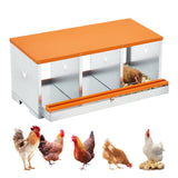 Garvee Pondoir pour Poules à 3 Compartiments sur 2 Niveaux, Acier Galvanisé, Ventilé, Collecte Facile, Montage Mural - Orange