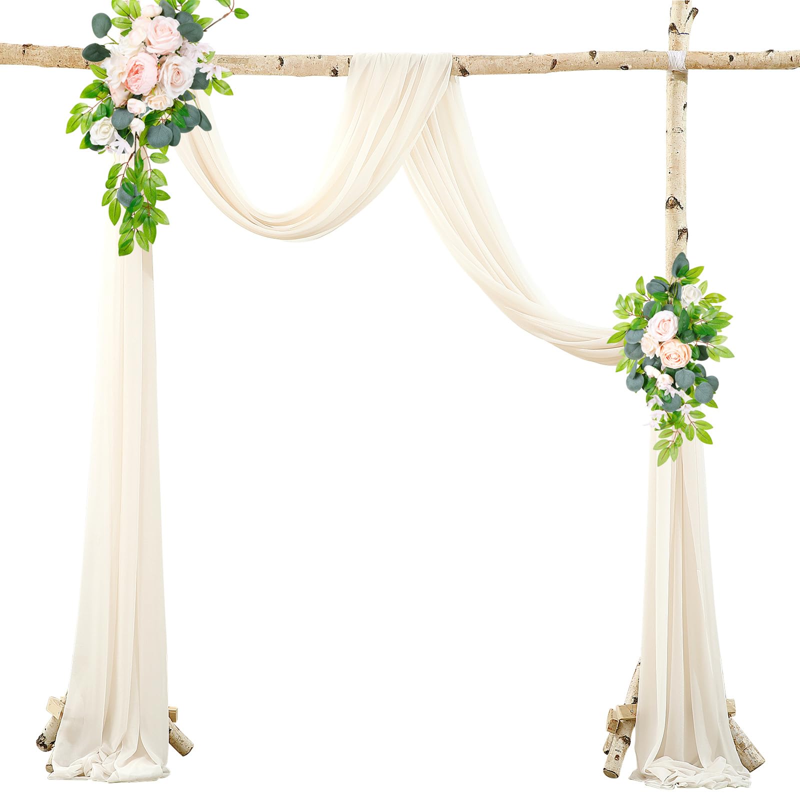 Rideau de tulle d'extérieur Garvee pour arche de mariage, tissu gaze 60 x 550 cm, blanc ivoire, matière douce