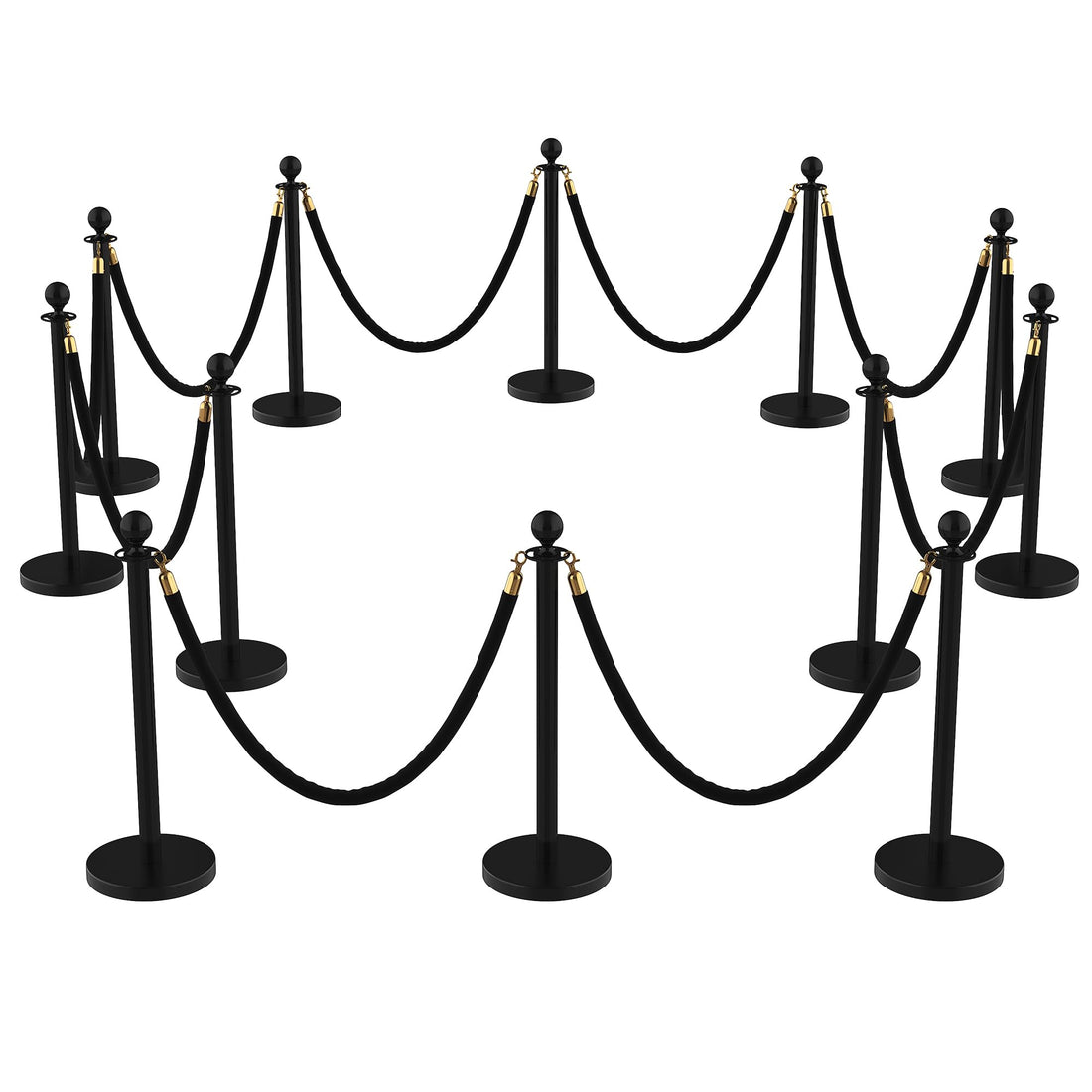 Ensemble de 12 poteaux Garvee en acier inoxydable avec cordes en velours rouge de 1,5 m pour mariages et événements, base en béton, montage sans outil, antirouille