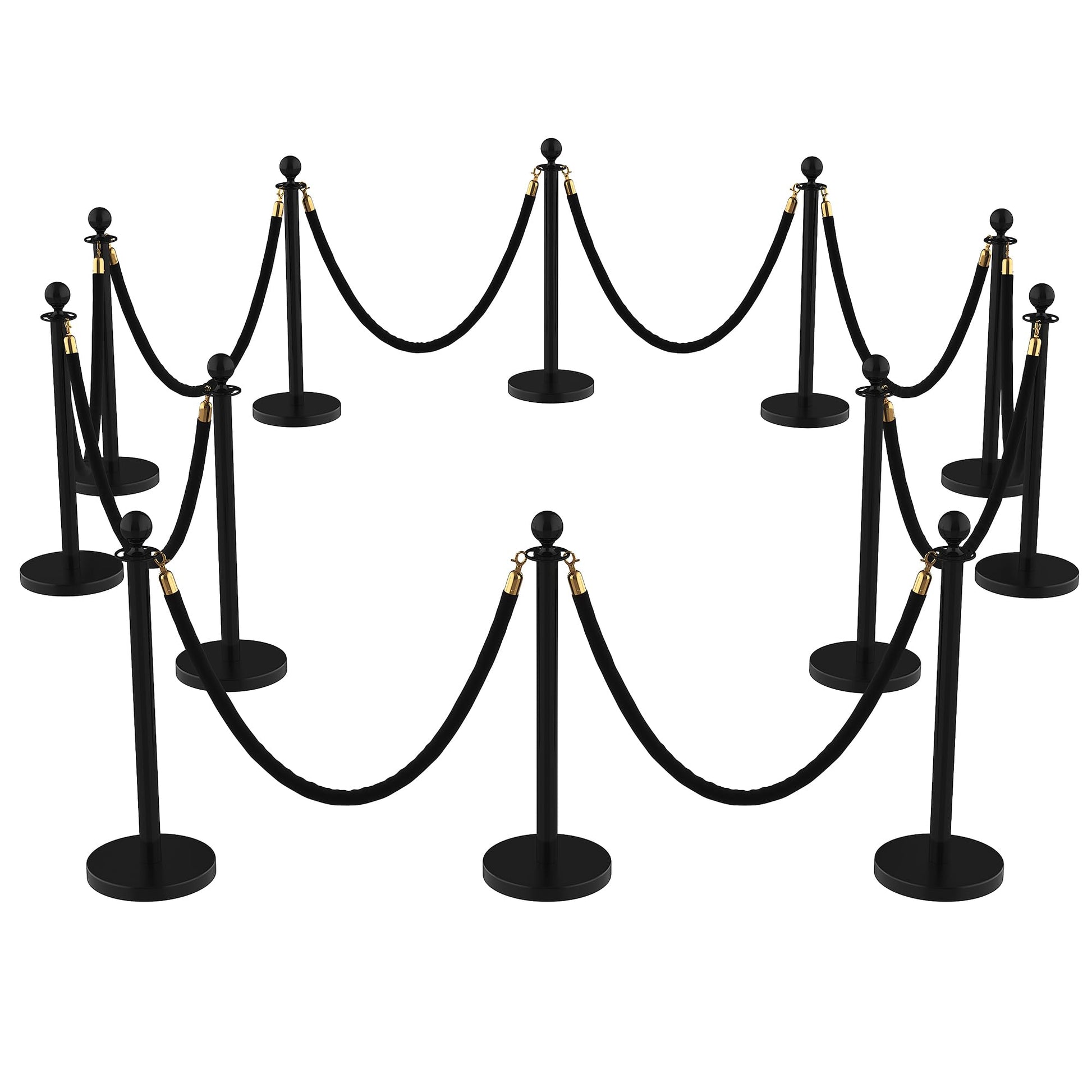 Ensemble de 12 poteaux Garvee en acier inoxydable avec cordes en velours rouge de 1,5 m pour mariages et événements, base en béton, montage sans outil, antirouille
