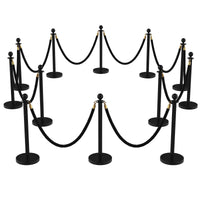 Ensemble de 12 poteaux Garvee en acier inoxydable avec cordes en velours rouge de 1,5 m pour mariages et événements, base en béton, montage sans outil, antirouille