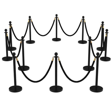 Ensemble de 12 poteaux Garvee en acier inoxydable avec cordes en velours rouge de 1,5 m pour mariages et événements, base en béton, montage sans outil, antirouille