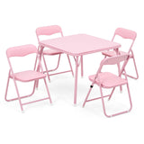 Garvee Ensemble Table et Chaises Pliantes pour Enfants, Siège Rembourré, Cadre Acier Résistant, Rose, Cuisine et Salle à Manger, Gain de Place - Rose