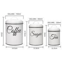 Garvee boîtes de rangement avec couvercles, lot de 3, boîtes métalliques blanches de 1,5 l, hermétiques et empilables, idéales pour le café, le thé et le sucre