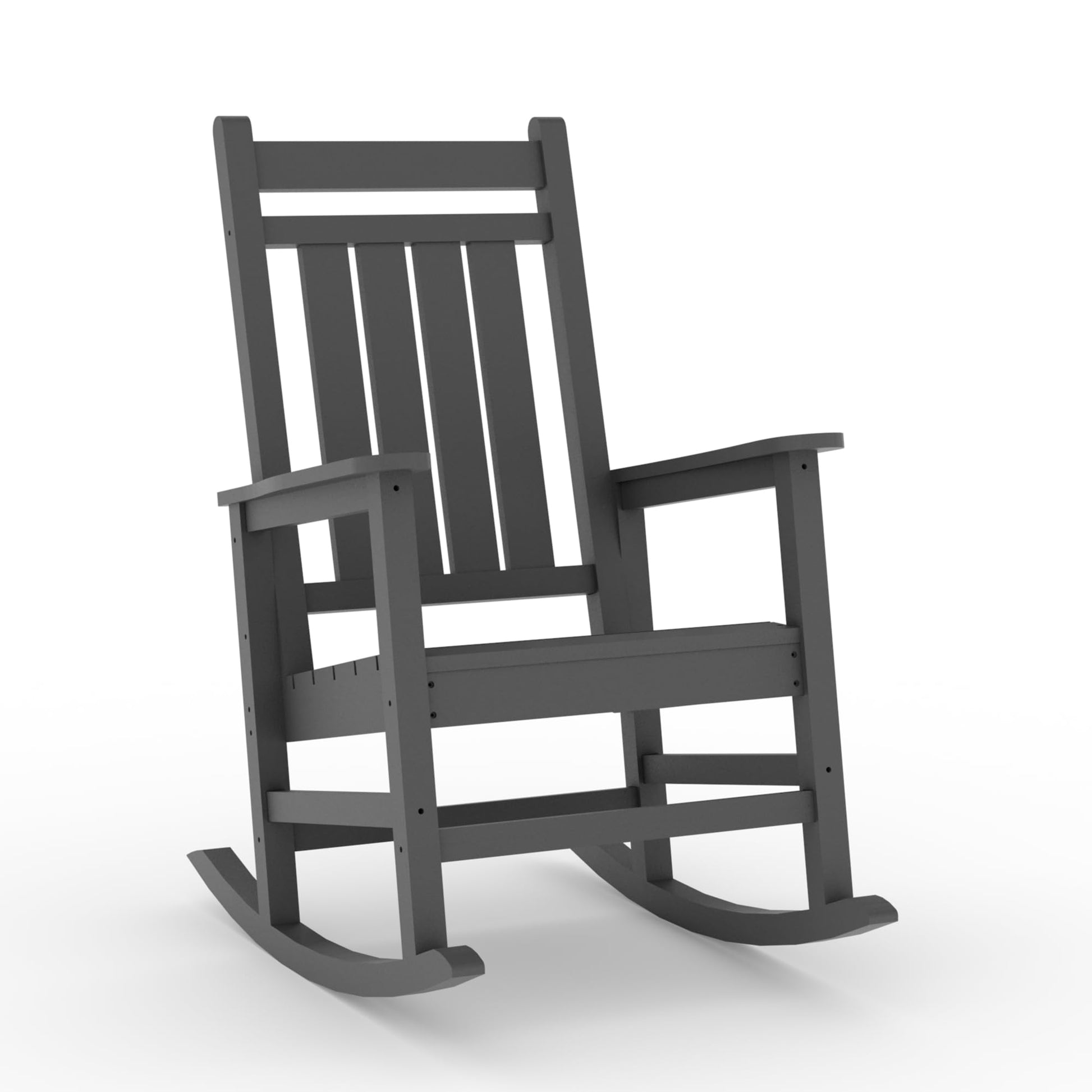 Garvee Fauteuil à bascule d’extérieur en HDPE gris, résistant aux intempéries, assise ergonomique 51 cm, capacité 158 kg