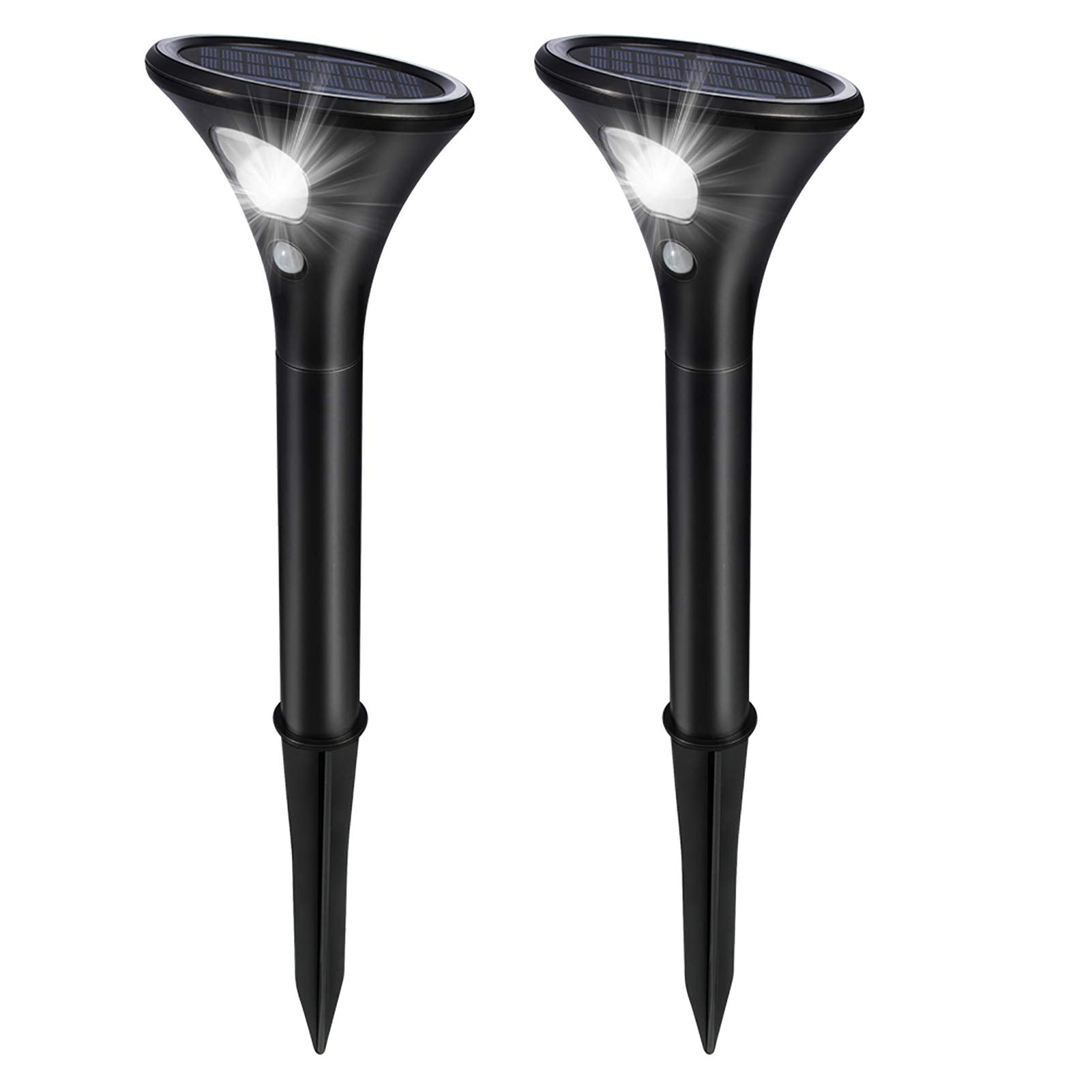 Lot de 2 lampes solaires d'extérieur Garvee avec détecteur de mouvement, étanches IP65, pour jardin, terrasse, pelouse et allée.
