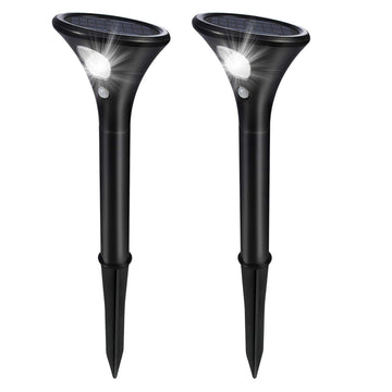 Lot de 2 lampes solaires d'extérieur Garvee avec détecteur de mouvement, étanches IP65, pour jardin, terrasse, pelouse et allée.