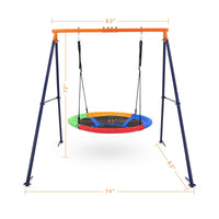 Balançoire d'extérieur Garvee avec structure métallique robuste en forme de A, capacité de charge de 200 kg, balançoire ronde réglable, 192 x 167 x 187 cm, noire