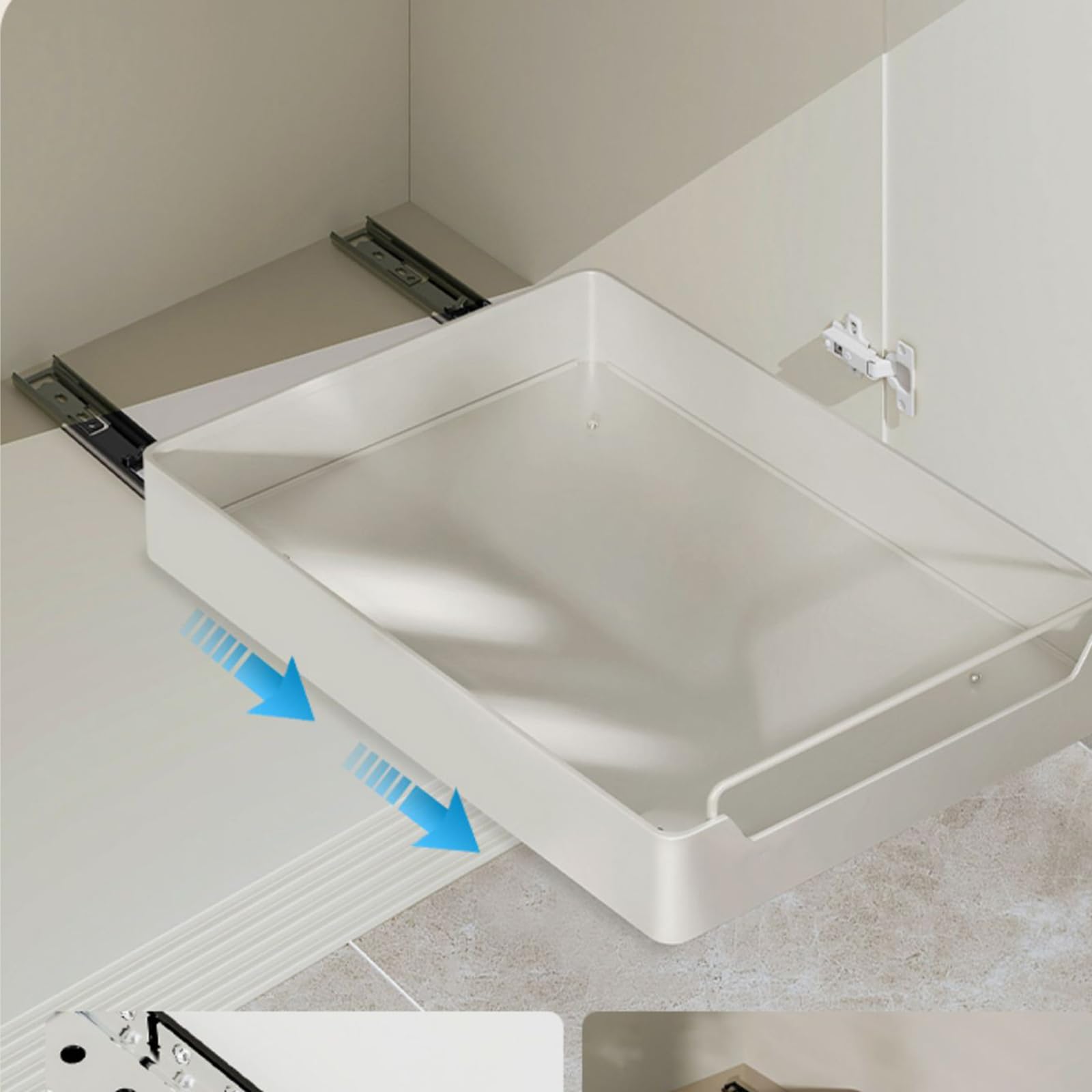 Organisateur de placard extensible Garvee avec nano-feuille, silencieux, ultra-résistant, adhésif en nylon pour cuisine et salle de bain, 35 cm de large