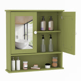 Garvee armoire murale de salle de bain avec portes miroir, étagère ajustable, bois blanc, style ferme, 58 × 13 × 6 cm, pour cuisine et entrée - Vert