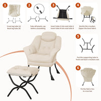 Fauteuil de lecture ergonomique Garvee, confortable et pliable, avec repose-pieds, en velours, idéal pour le salon et la chambre. Gain de place.