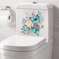 Autocollants pour siège de toilette Garvee avec fleurs et papillons, auto-adhésifs, en PVC imperméable, pour la décoration de salle de bain