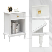 Ensemble de 2 tables de chevet Garvee blanches en bois avec tiroir et étagère pour chambre et salon, compactes et pratiques