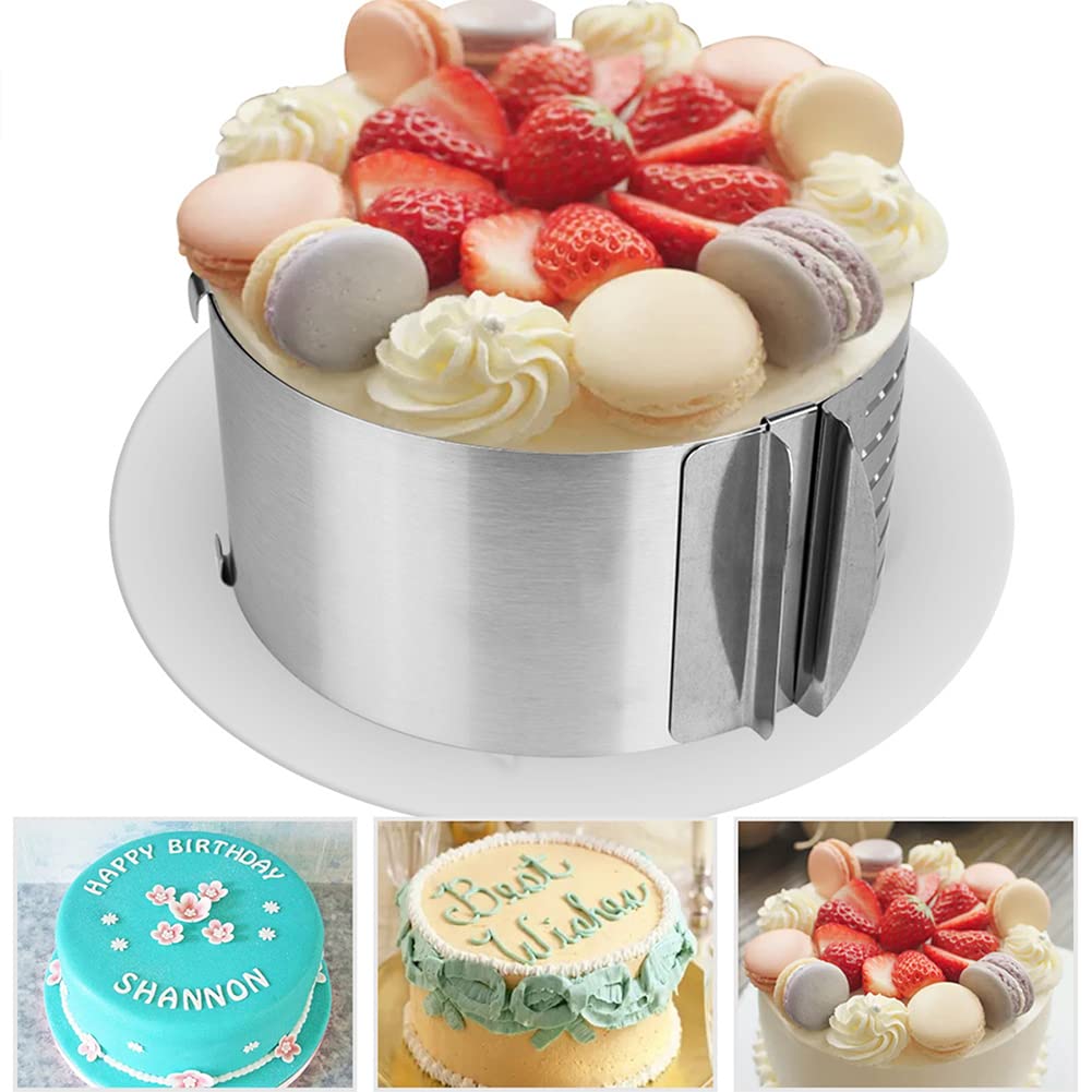 Cercle à pâtisserie Garvee, cercle de cuisson ajustable, acier inoxydable, forme ronde, 16-30 cm, cercle à mousse télescopique avec graduation, pour les cuisines familiales, hauteur 8,5 cm