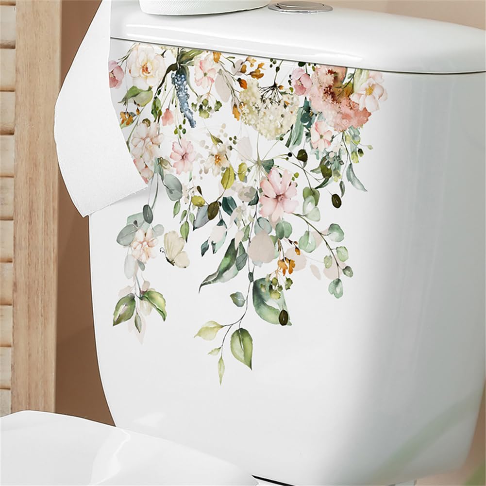 Autocollant pour siège de toilette Garvee, motif floral, en PVC plat et imperméable, M-205, décoration de salle de bain
