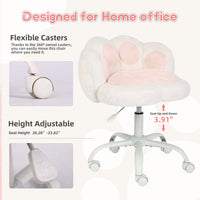 Chaise de coiffeuse Garvee à roulettes, pivotante à 360°, réglable en hauteur, coussin moelleux, structure en métal, dossier en forme de patte de chat, confortable et stable, grise, idéale pour le bureau et la chambre.
