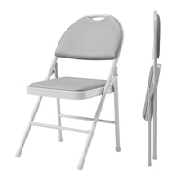 Ensemble de 2 chaises pliantes Garvee en similicuir, rembourrées, pliables, en métal, pour le bureau et le camping, pieds antidérapants, empilables