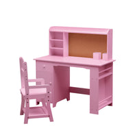 Ensemble bureau enfant Garvee avec étagère et tiroir pour garçons et filles de 3 à 8 ans, en bois rose, pour l'apprentissage et la salle de jeux.