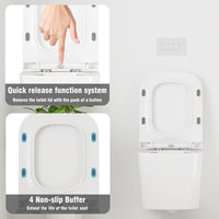 GARVEE WC Sospeso Senza Bordi WC suspendu en céramique forme D 55,5 cm blanc couvercle automatique