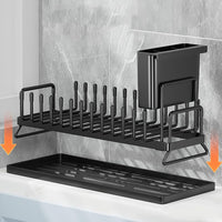 Égouttoirs à vaisselle multifonctionnels Garvee en acier au carbone (lot de 2) - Gain de place et réglables - Acier inoxydable - Pour évier de cuisine - Noir