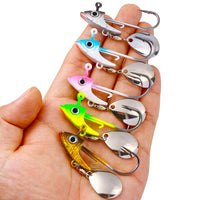 Garvee Lot de 5 têtes plombées de 1/2 oz avec œillets 3D, palette tournante et hameçons en acier à haute teneur en carbone pour la pêche au bar et à la truite, différents poids
