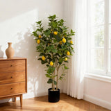Garvee Citronnier artificiel de 152 cm avec feuillage réaliste et fruits jaunes, pot noir, décoration intérieure sans entretien - Noir