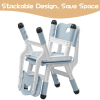 Chaise haute enfant Garvee, réglable en hauteur, 3 positions, en plastique, robuste et légère, pour garçons et filles de 2 à 6 ans, lot de 2, gris-bleu, pour la maison et la maternelle