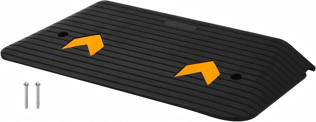 Garvee Rampe de seuil en caoutchouc 90×53×9cm, capacité 15t, surface antidérapante pour fauteuil roulant et scooter