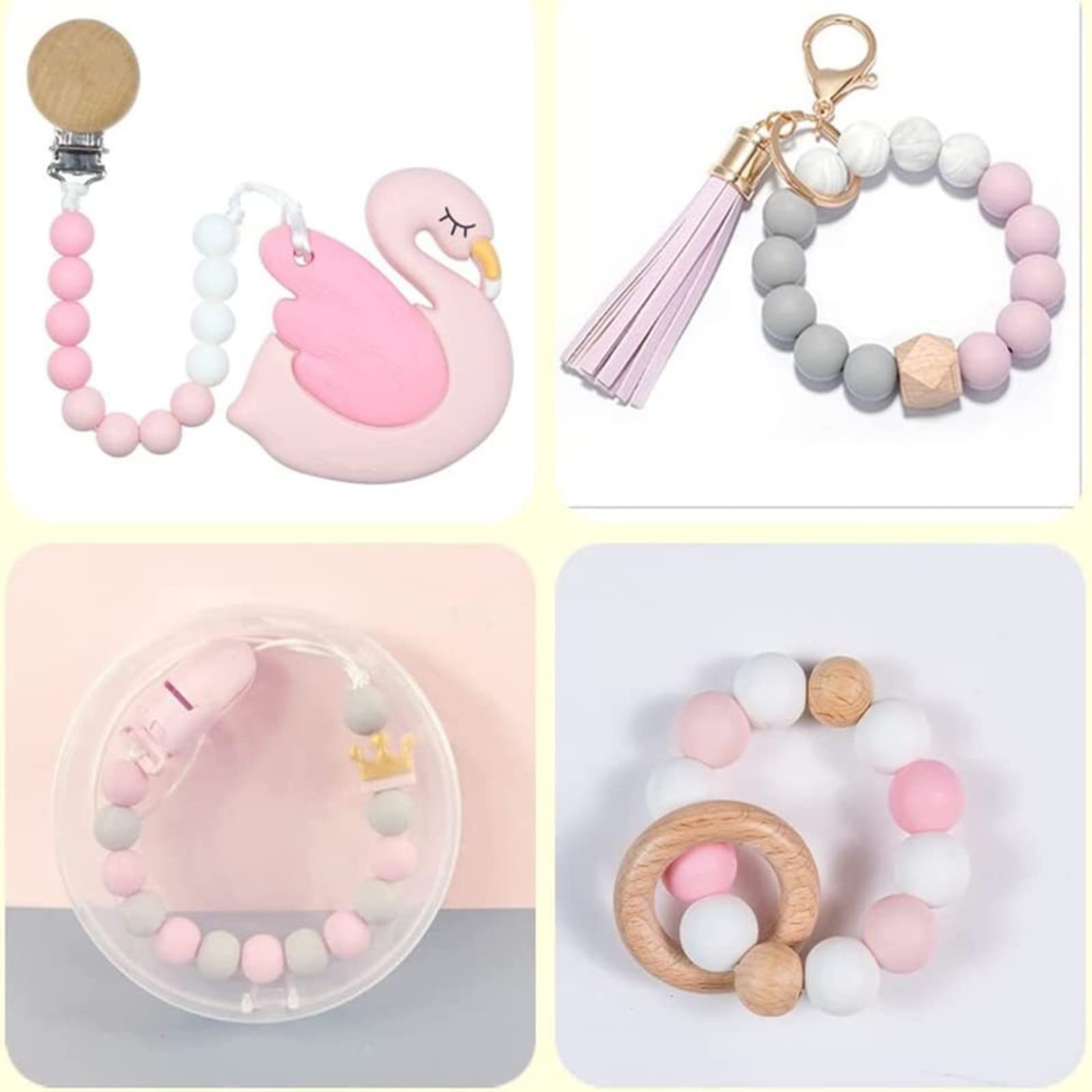 Ensemble de 95 perles en silicone Garvee, couleurs assorties, comprenant 80 perles rondes (15 mm) et 15 perles polygonales (17 mm) pour la création de bijoux et de porte-clés, avec un cordon de 2 m.