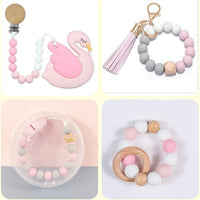 Ensemble de 95 perles en silicone Garvee, couleurs assorties, comprenant 80 perles rondes (15 mm) et 15 perles polygonales (17 mm) pour la création de bijoux et de porte-clés, avec un cordon de 2 m.
