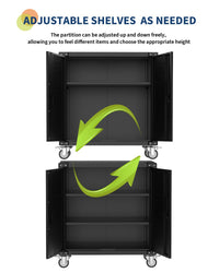 Armoire à outils roulante Garvee en métal avec 2 étagères réglables et panneau perforé pour atelier - Noire - Mobile et organisée