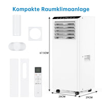 Garvee Climatiseur mobile 9000 BTU 2,6 kW, 3 en 1 silencieux 52 dB, avec déshumidificateur, ventilateur, mode nuit, roulettes 360°, pour 45 m²
