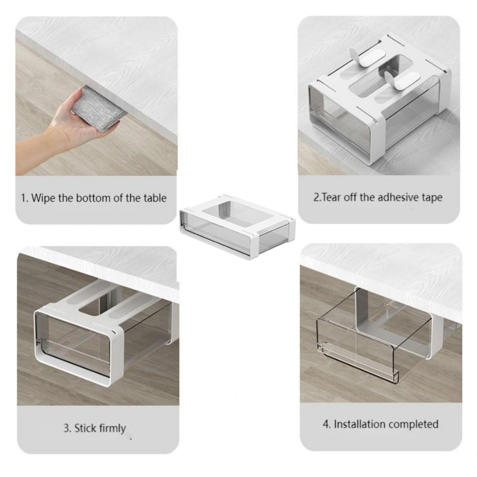 Garvee Organisateur de tiroir sous meuble avec fonction coulissante, en plastique auto-adhésif, pour la cuisine et le bureau, gain de place, polyvalent