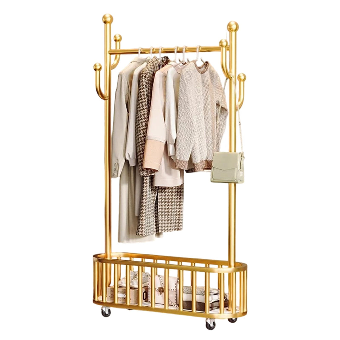 Portant à vêtements en métal Garvee avec roulettes et panier pour chambre et bureau, 100 x 175 cm, noir