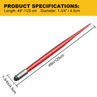 Garvee Accessoire de pointe à foin 124,5 cm avec capacité de 2041 kg, 2 pointes stabilisatrices de 43,2 cm, changement rapide, acier à ressort