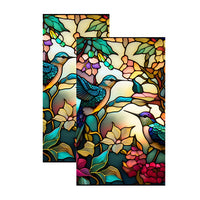 Film de protection solaire Garvee pour fenêtres, style rétro, en PVC auto-adhésif, motif colibri et fleurs, 60 x 100 cm.