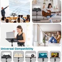 Support de projecteur Garvee avec support pour ordinateur portable réglable en hauteur (66-160 cm), trépied en métal robuste, antidérapant et pliable, idéal pour le bureau, la scène et le studio, noir.