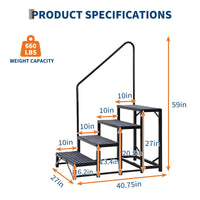 Escalier Garvee à 4 marches pour VR avec rampe, tapis antidérapants, capacité de charge de 300 kg, acier, portable, pour caravanes et piscines, montage rapide