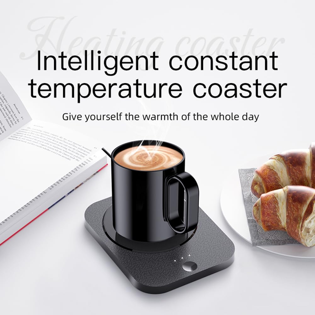 Chauffe-tasse Garvee avec tasse en céramique, 3 réglages de température, arrêt automatique après 8 h, noir, pour le bureau et la maison