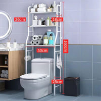 Étagère de salle de bain autoportante à 3 niveaux Garvee en métal avec crochets et porte-papier toilette, blanche, gain de place.