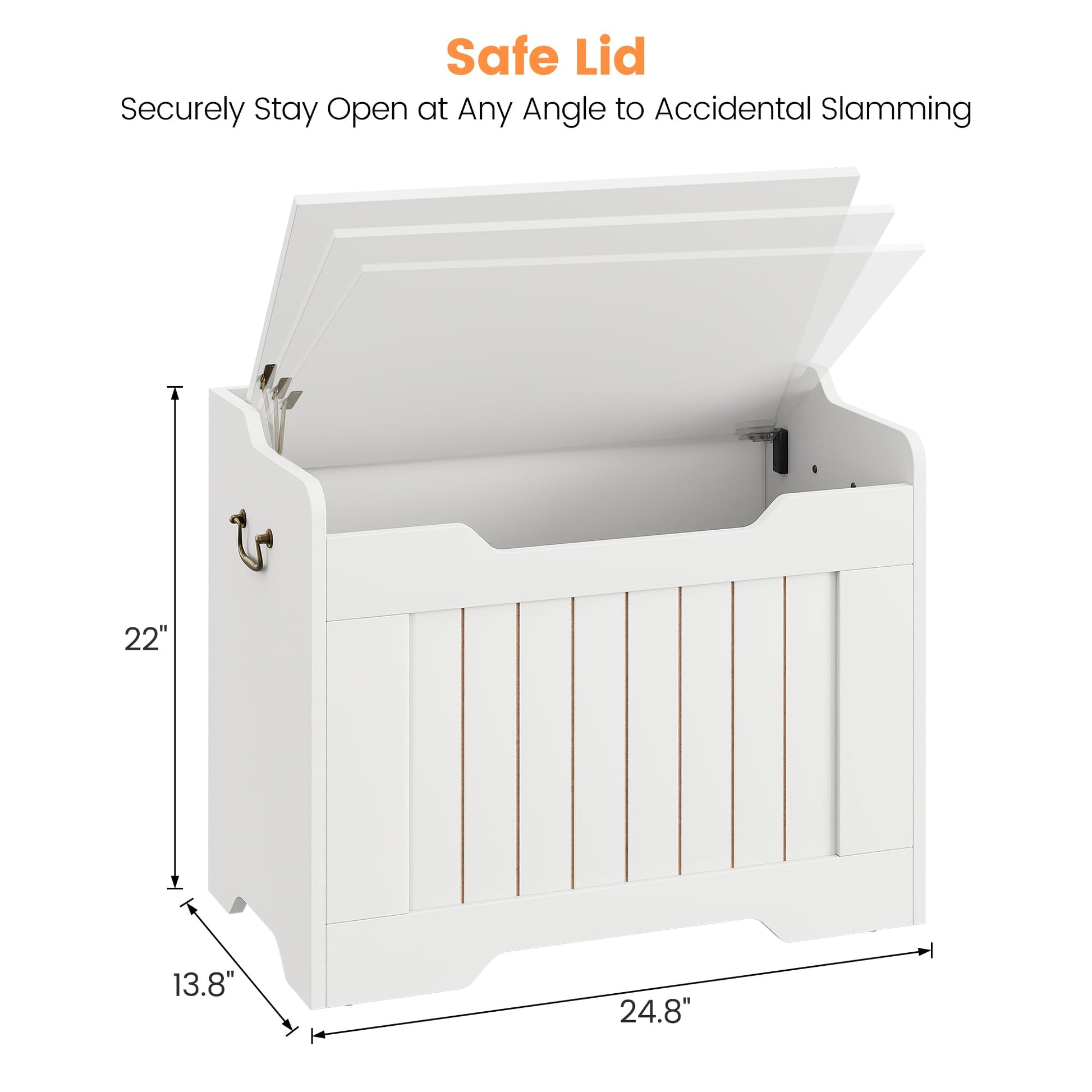Garvee Coffre de Rangement pour Jouets avec Couvercle et Charnière de Sécurité, MDF Blanc, Style Rustique, Charge 159 kg