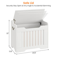 Garvee Coffre de Rangement pour Jouets avec Couvercle et Charnière de Sécurité, MDF Blanc, Style Rustique, Charge 159 kg