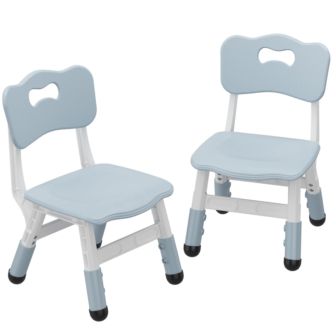 Chaise haute enfant Garvee, réglable en hauteur, 3 positions, en plastique, robuste et légère, pour garçons et filles de 2 à 6 ans, lot de 2, gris-bleu, pour la maison et la maternelle