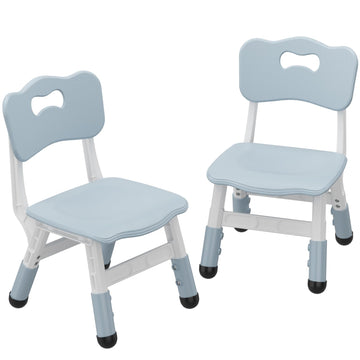 Chaise haute enfant Garvee, réglable en hauteur, 3 positions, en plastique, robuste et légère, pour garçons et filles de 2 à 6 ans, lot de 2, gris-bleu, pour la maison et la maternelle