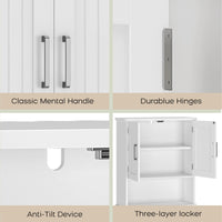 Meuble de rangement Garvee à suspendre au-dessus des toilettes, en MDF avec double porte et protection anti-basculement, pour salle de bain et buanderie, blanc, gain de place, polyvalent
