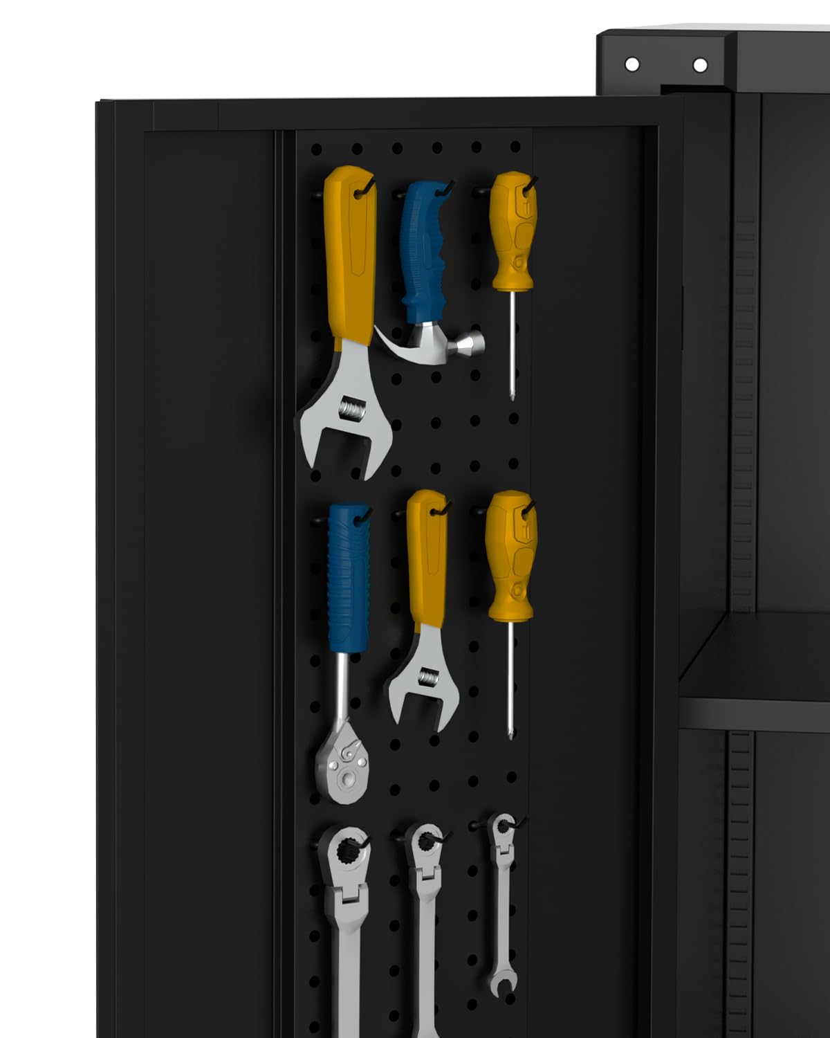 Armoire de rangement métallique Garvee avec roulettes, 4 étagères réglables, verrouillable, noir profond, pour garage et bureau