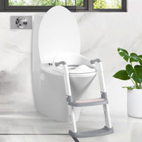 Siège de toilette enfant Garvee avec marchepieds, hauteur réglable, pliable, rembourré en PU, antidérapant, pour garçons et filles, blanc