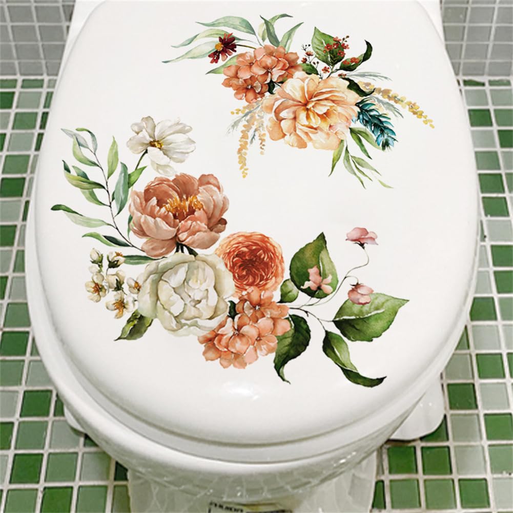 Sticker mural Garvee pour toilettes MT23023, motif floral vert, design moderne, 20 x 30 cm, autocollant et imperméable, décoration de salle de bain