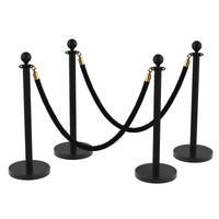 Lot de 4 bornes Garvee en acier inoxydable avec corde en velours rouge de 1,5 m et tapis rouge de 8 m pour mariages et événements. Résistantes à la rouille, base en béton, montage sans outil.